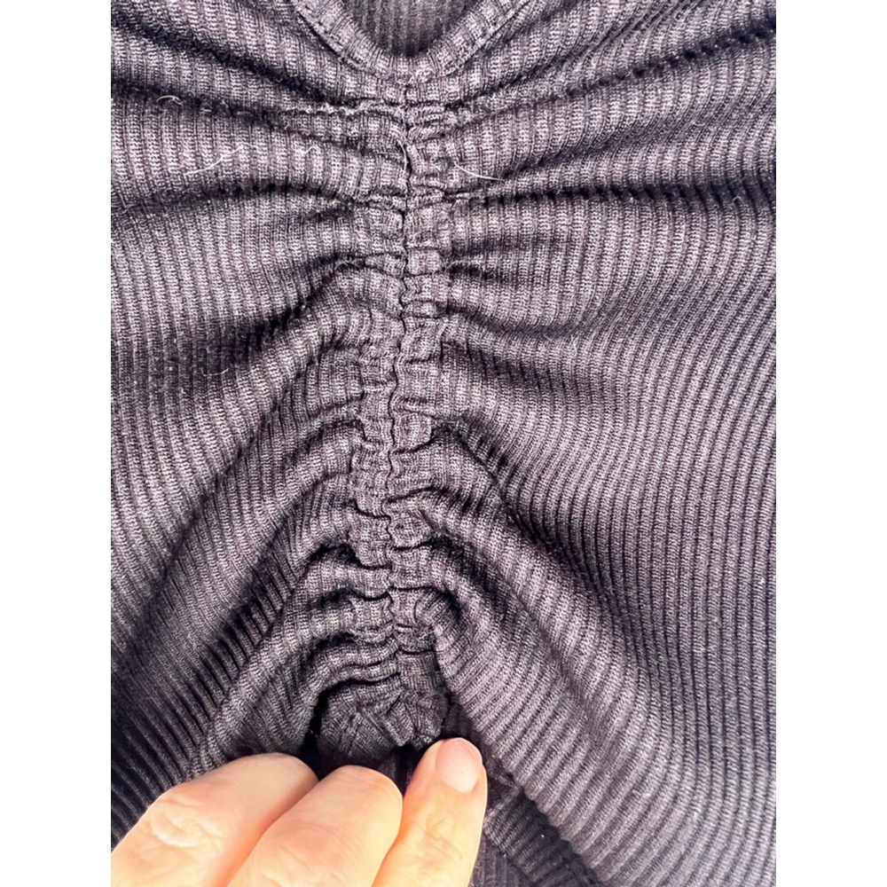 H&M Divided Black Ribbed Ruched Drawstring Crop Top Size S - Picture 3 of 5